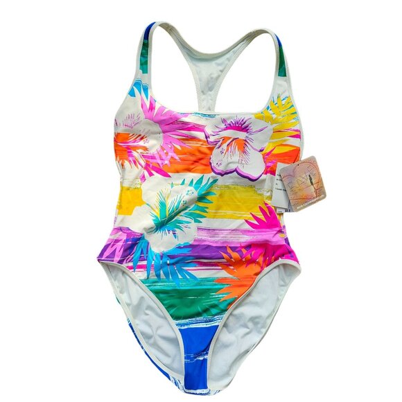 NWT COCO RAVE Floral One Piece Bathingsuit Back Detail sz 8 - Picture 1 of 12